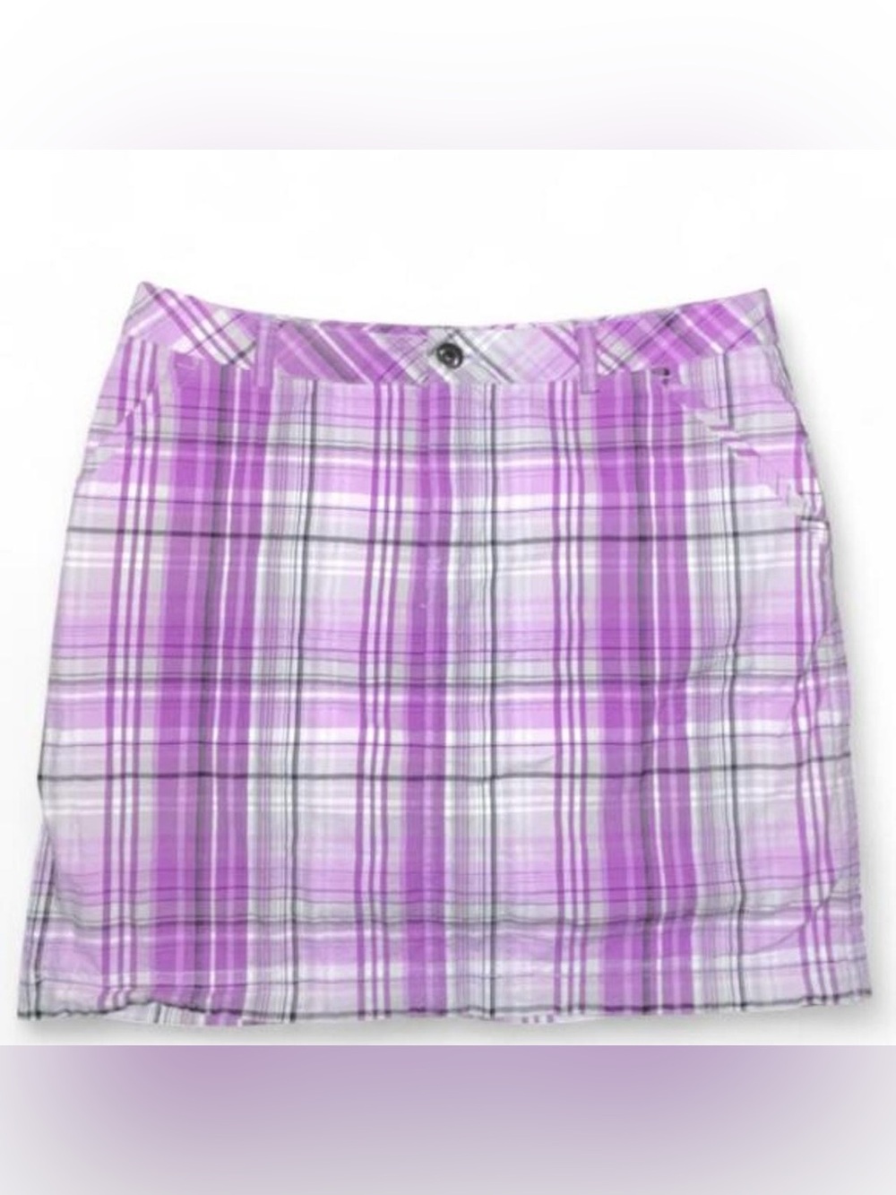 Christopher & Banks Lavender Plaid Mini Skirt with Built-In Shorts and Pockets